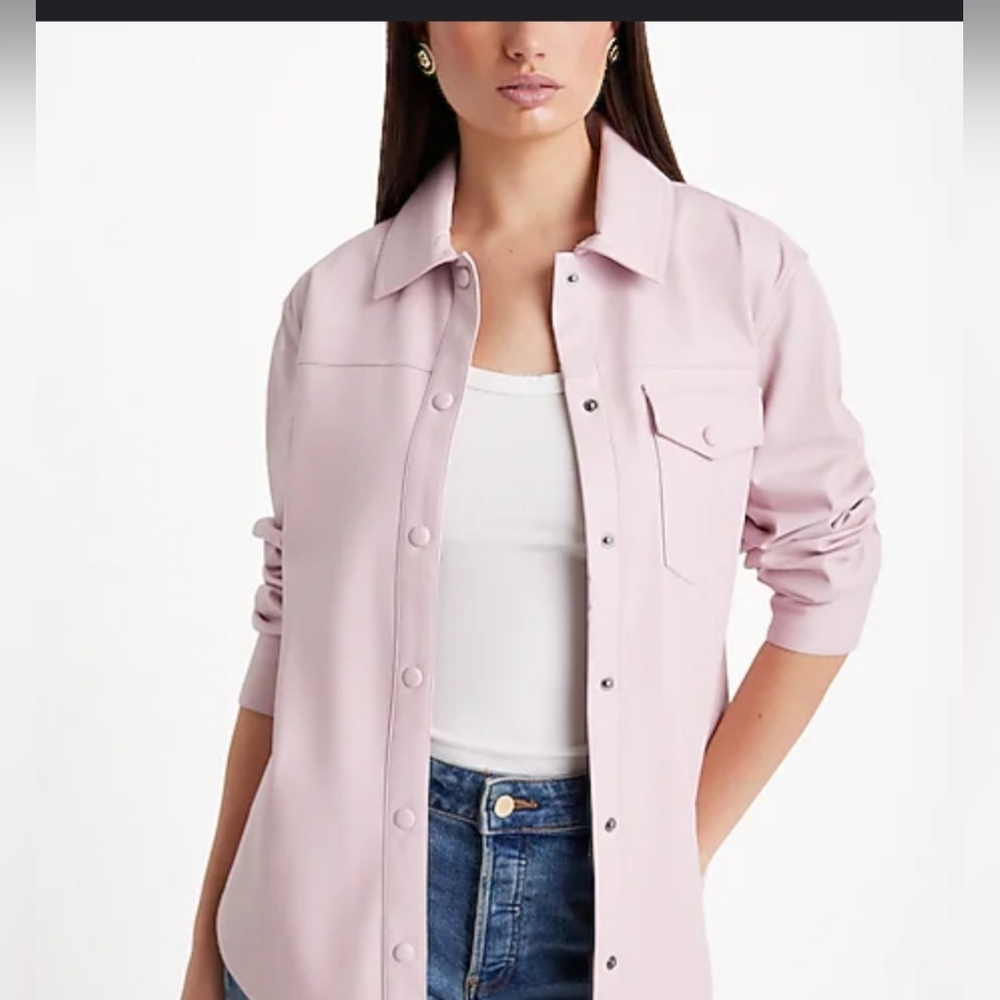 Faux Leather Shacket